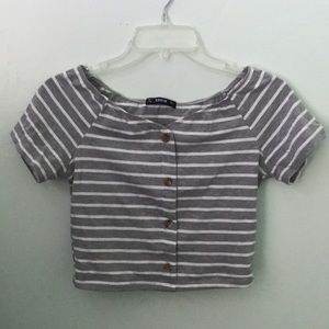 SHEIN Cropped Striped Short Sleeve Top Small